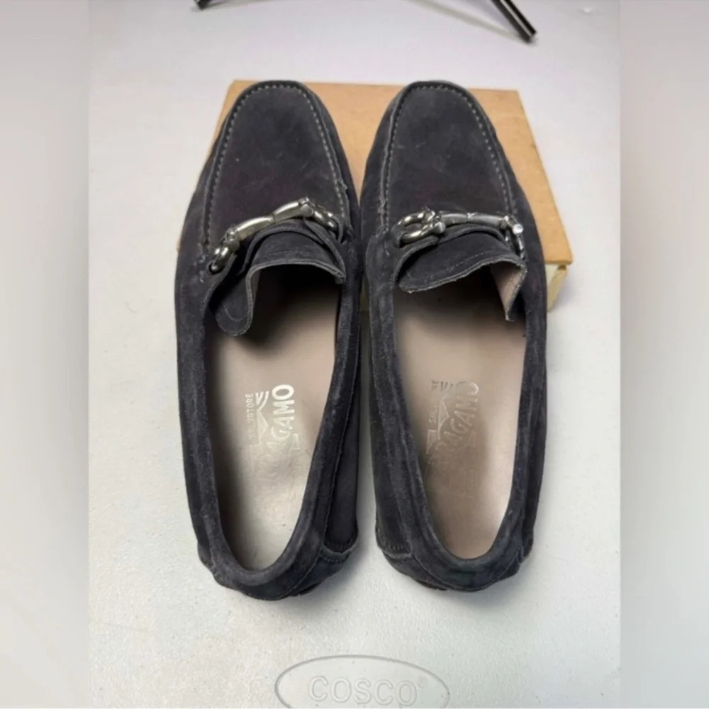 Salvatore Ferragamo Parigi Gancini Driving Loafers Suede Bit Mens Size 7